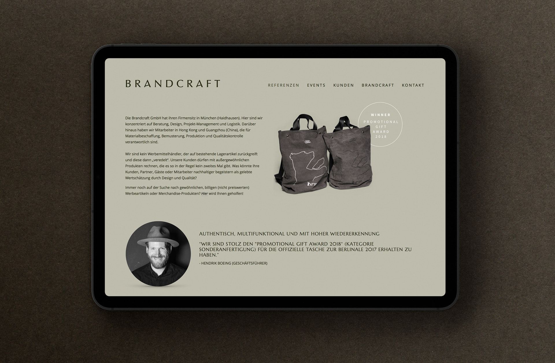 Das Brandcraft Branding – individuelle Premium Leder- und Canvas Accessoires nach Maß.