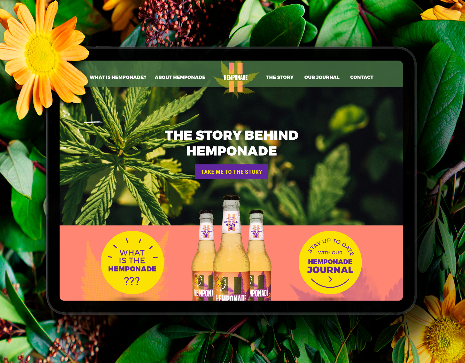 Die neu gestaltete und konzipierte Website des Limonanden Start-ups Hemponade.